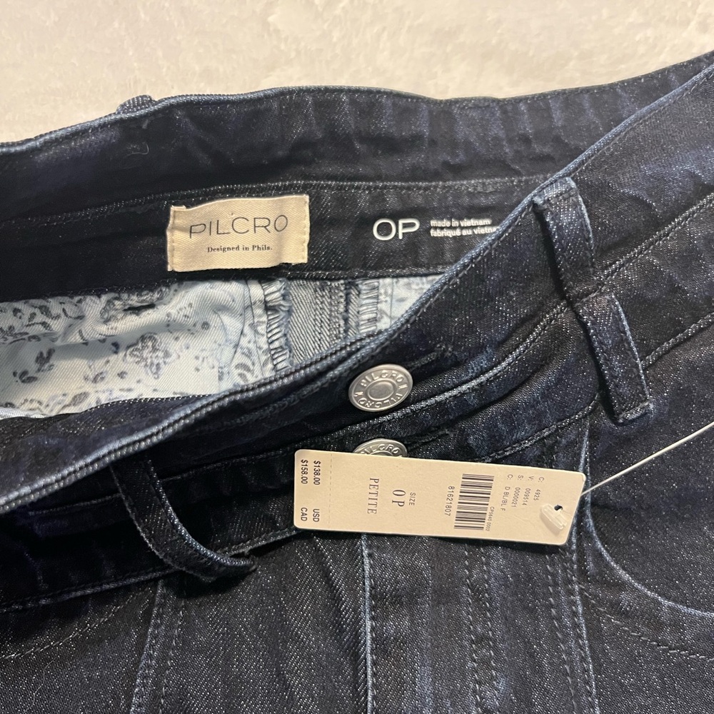 Anthro Pilcro Letterpress Asymmetrical Double Waist Denim Skirt Size 0 NWT - Picture 5 of 5